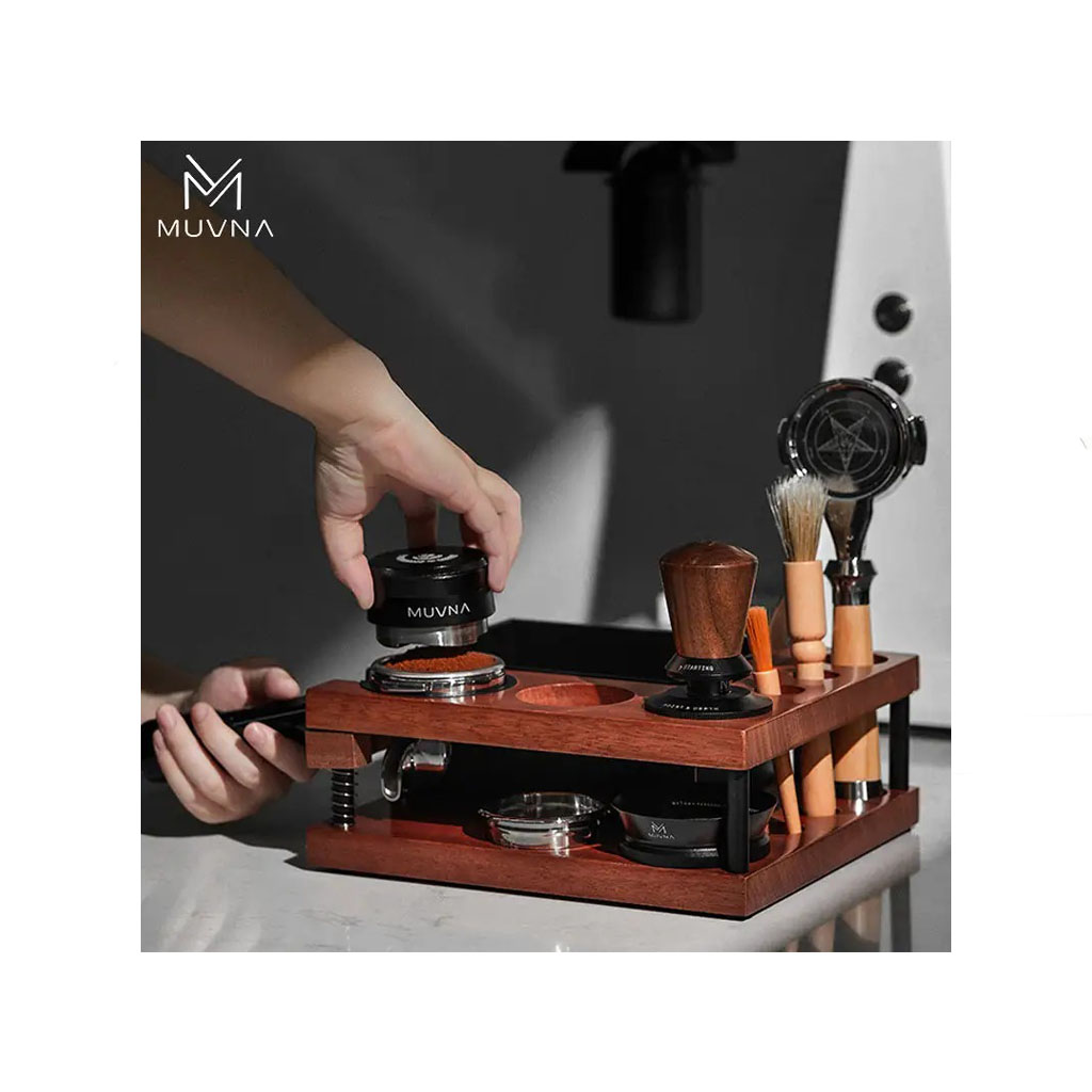 استند پرتافیلتر و ناک باکس چوب گردو با پایه فلزی دو طبقه MUVNA