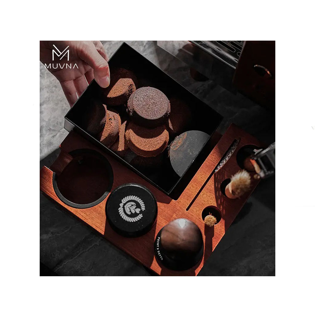 استند پرتافیلتر و ناک باکس چوب گردو با پایه فلزی دو طبقه MUVNA