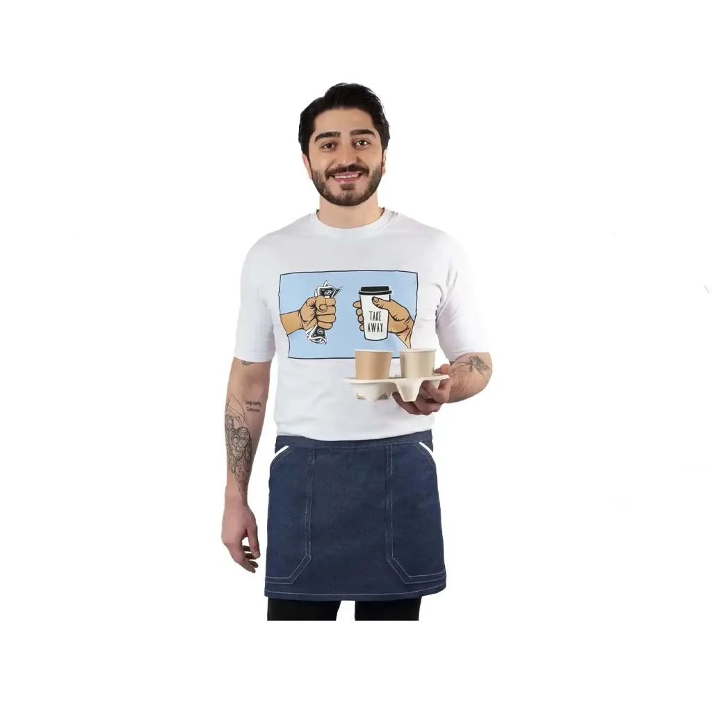 نیم پیشبند جین دو جیب نوار سفید SS-UNIFORM