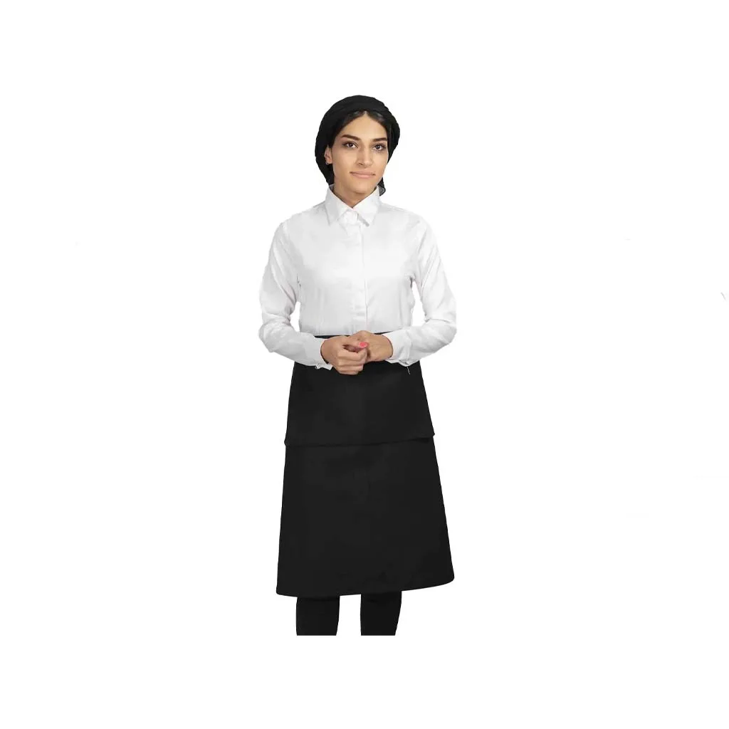 نیم پیشبند کتان کجراه با نوار سفید SS-UNIFORM