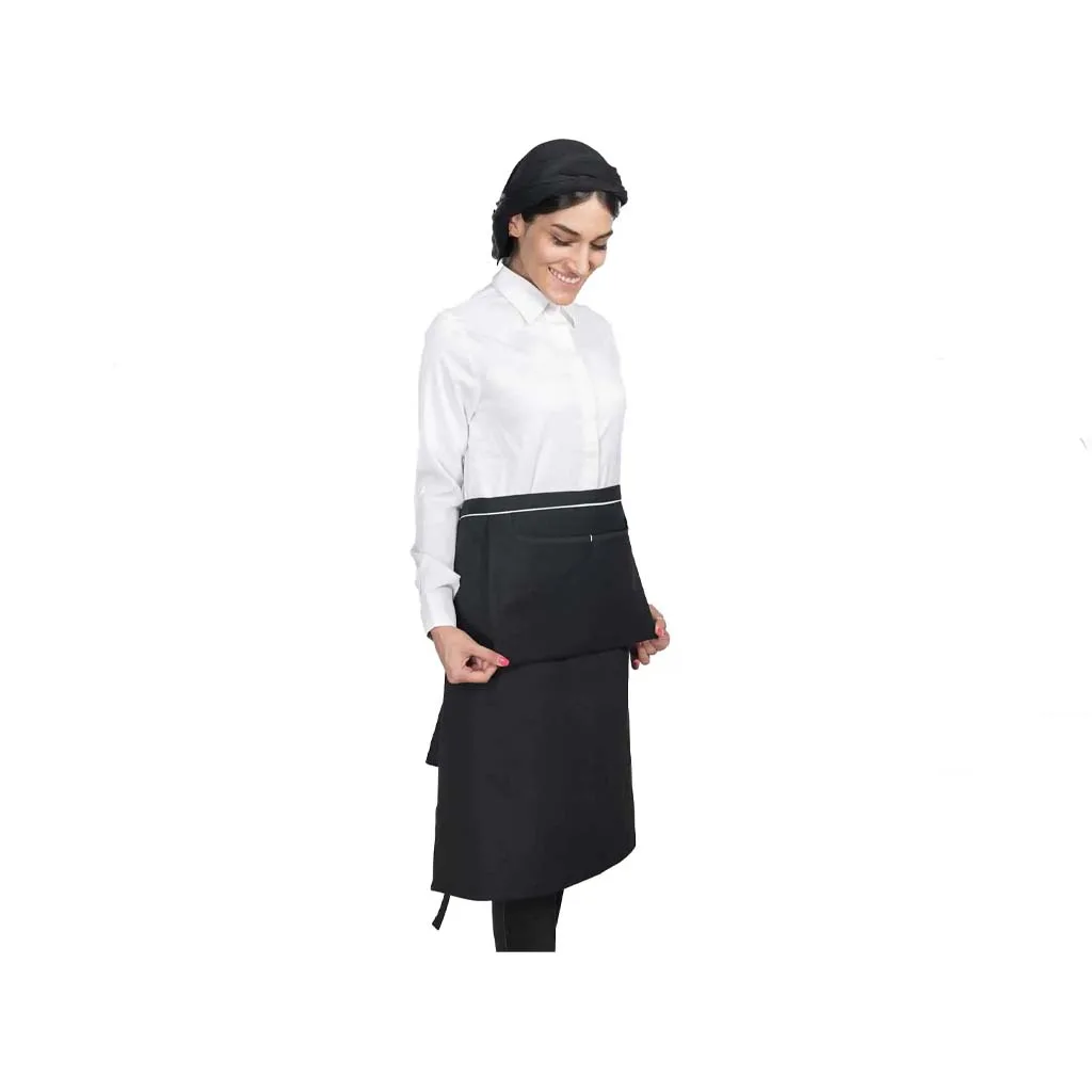 نیم پیشبند کتان کجراه با نوار سفید SS-UNIFORM