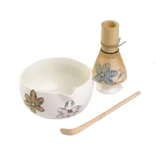 ست ماچا 4 تیکه لبه دار طرح گل چین چای