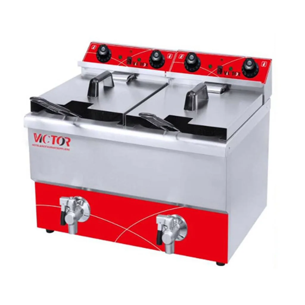 سرخ کن برقی دو لگن 24 لیتری با شیر تخلیه ویکتور