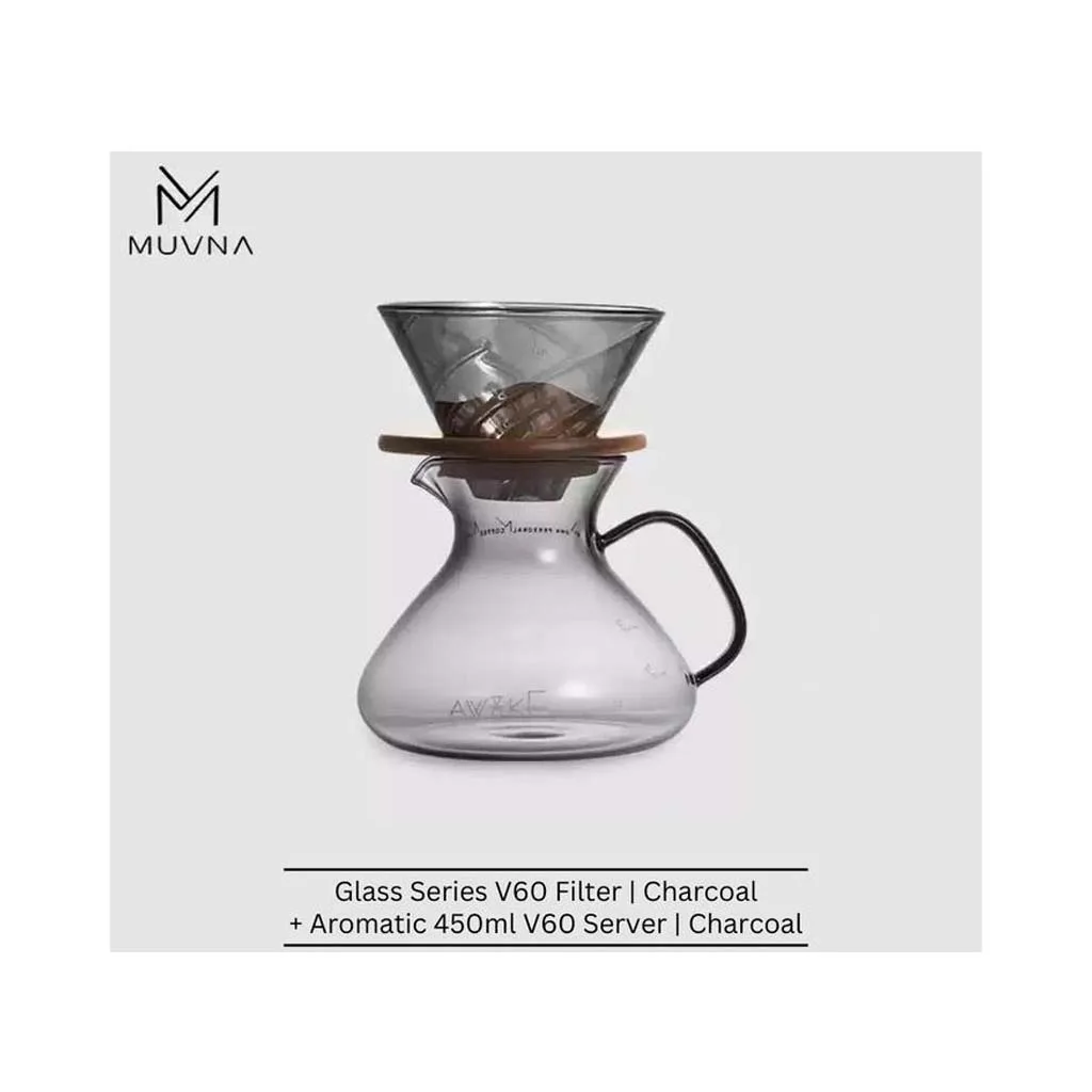 دریپر v60 پیرکس با پایه چوبی MUVNA