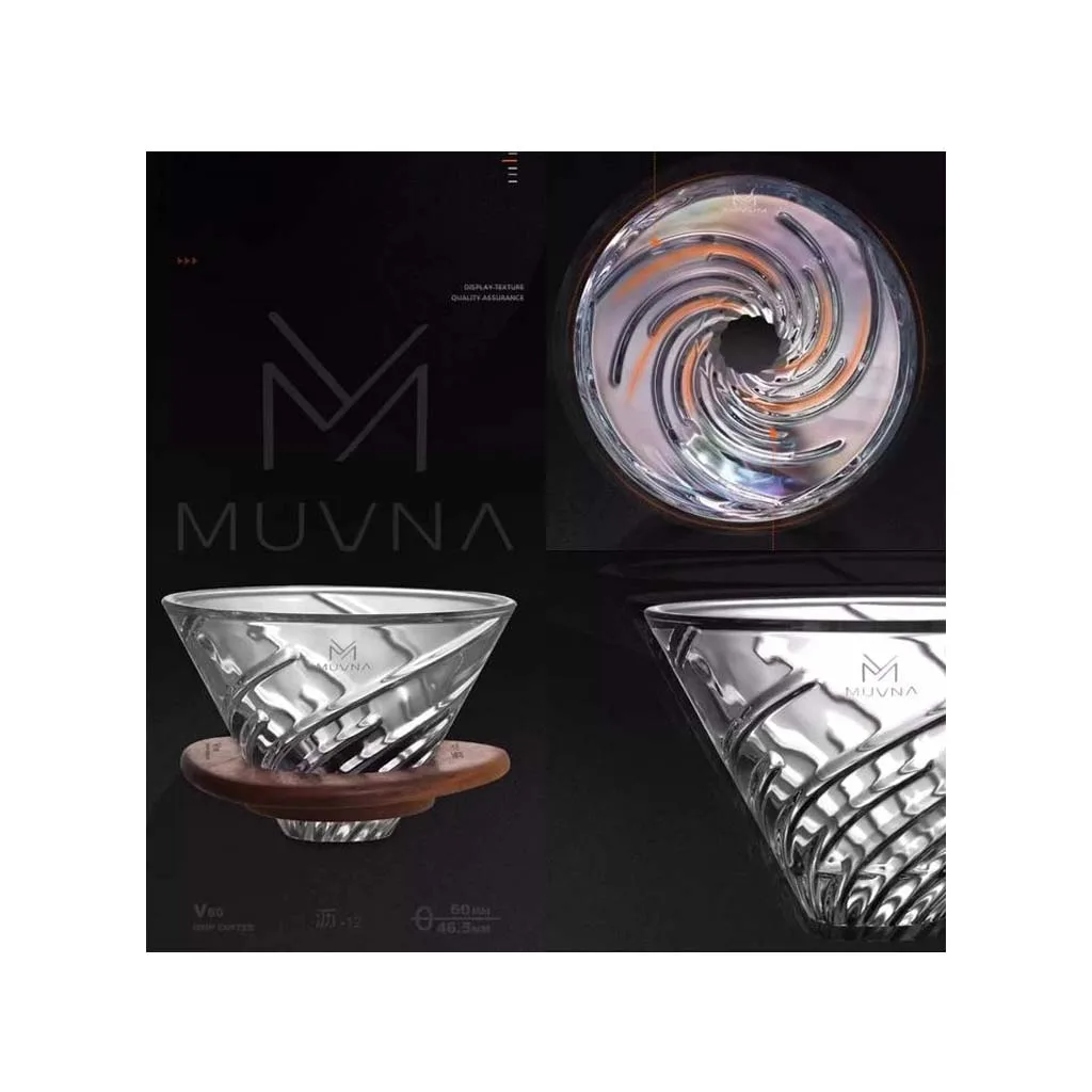 دریپر v60 پیرکس با پایه چوبی MUVNA