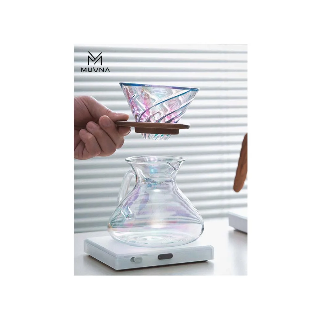 دریپر v60 پیرکس با پایه چوبی MUVNA