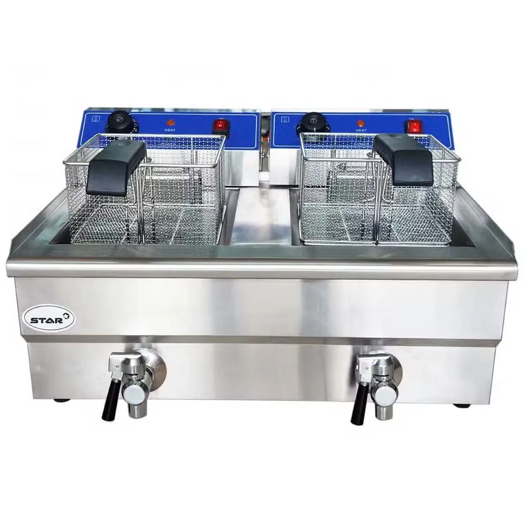 سرخ کن دو لگن برقی رومیزی با شیر تخلیه استار