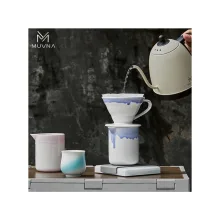 قهوه ساز v60 سرامیکی لبه رنگی آبی سایز 01 MUVNA