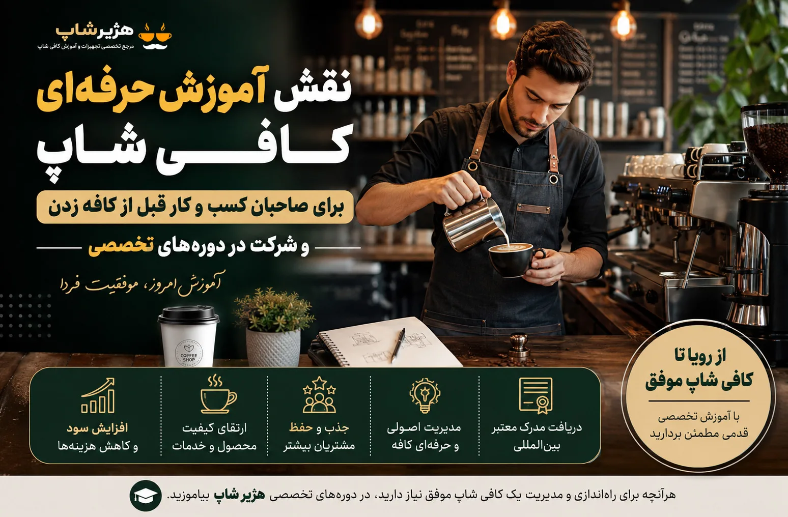 نقش آموزش حرفه‌ای کافی شاپ برای صاحبان کسب‌وکار قبل از کافه زدن