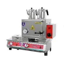 سماور صنعتی هیبریدی 2 قوری (گازی+برقی) سلطان SU-HGGE223