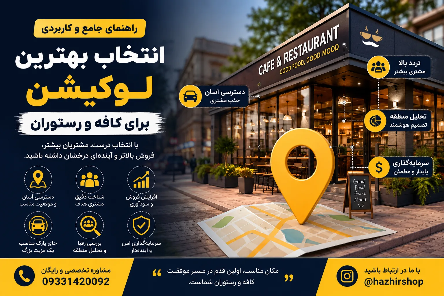 راهنمای انتخاب بهترین لوکیشن برای کافه و رستوران | 15 راز طلایی افزایش فروش و جذب مشتری