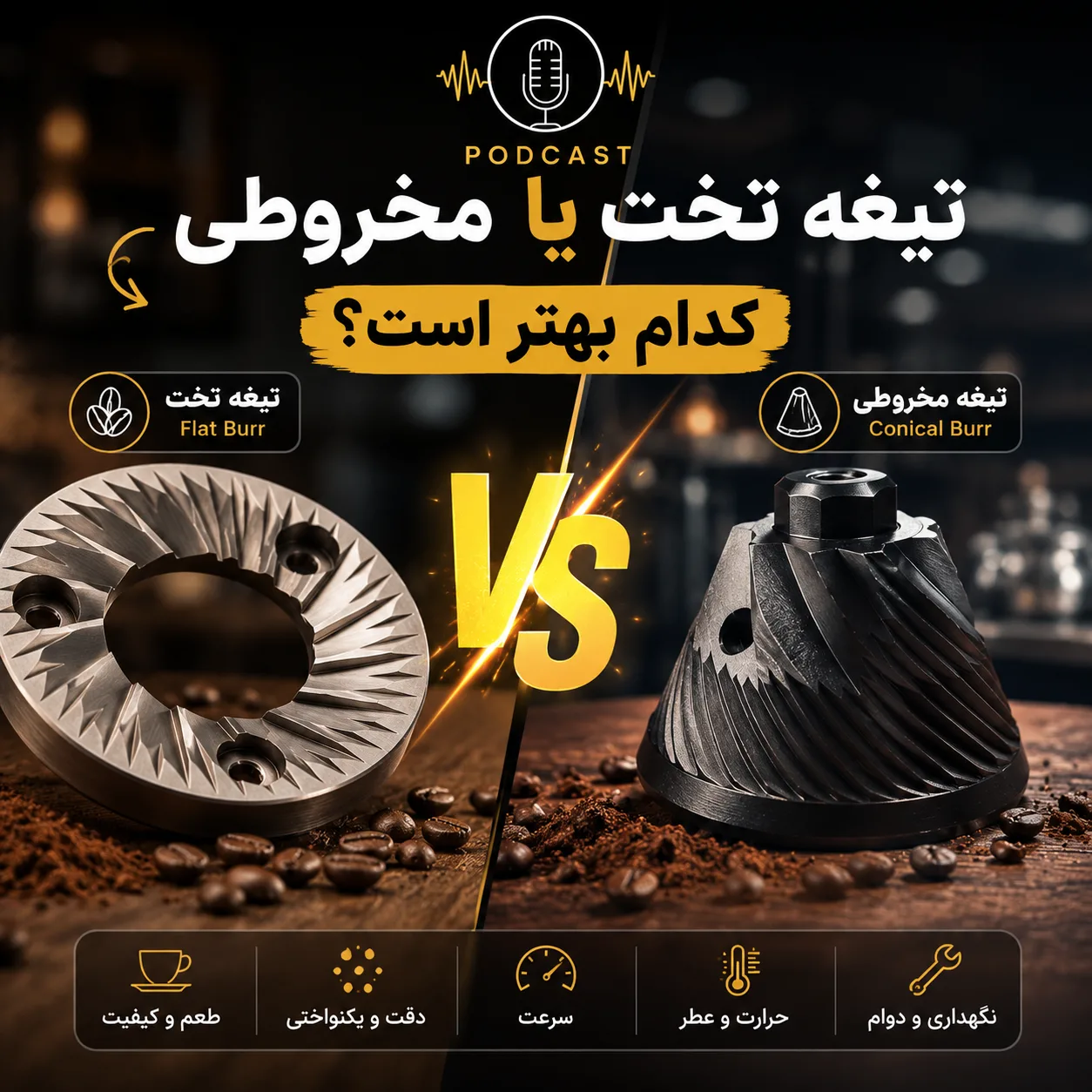 تیغه مخروطی یا تخت؟ راهنمای کامل انتخاب بهترین آسیاب قهوه در سال 2026 | مقایسه تخصصی Burr Grinder 3 3528