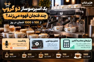 یک اسپرسوساز دو گروپ چند فنجان قهوه می‌زند؟ از 100 تا 1000 فنجان در روز