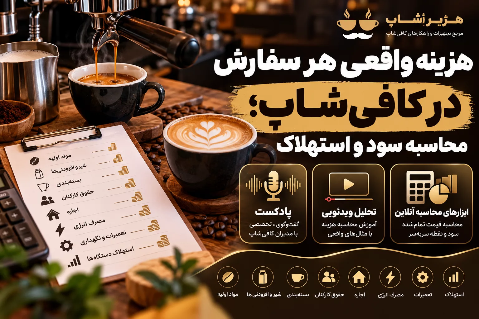 هزینه واقعی هر سفارش کافی‌شاپ؛ محاسبه سود و استهلاک